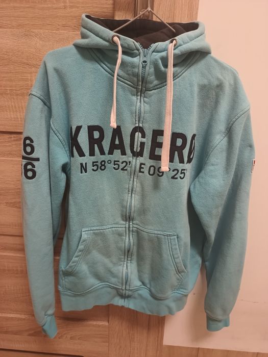 Ciepła niebieska bluza z kapturem na suwak w rozmiarze M