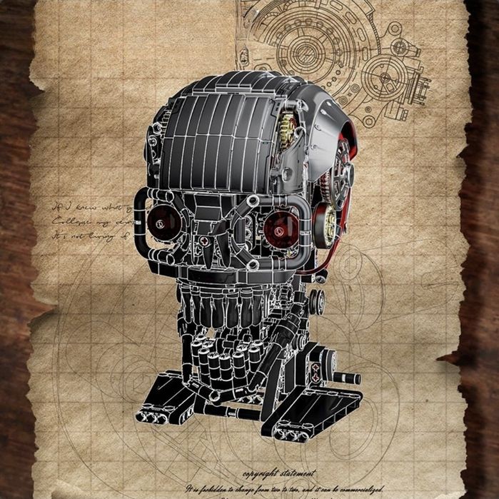 Механічний 3D-конструктор Футуристичний череп з LED-підсвіткою.