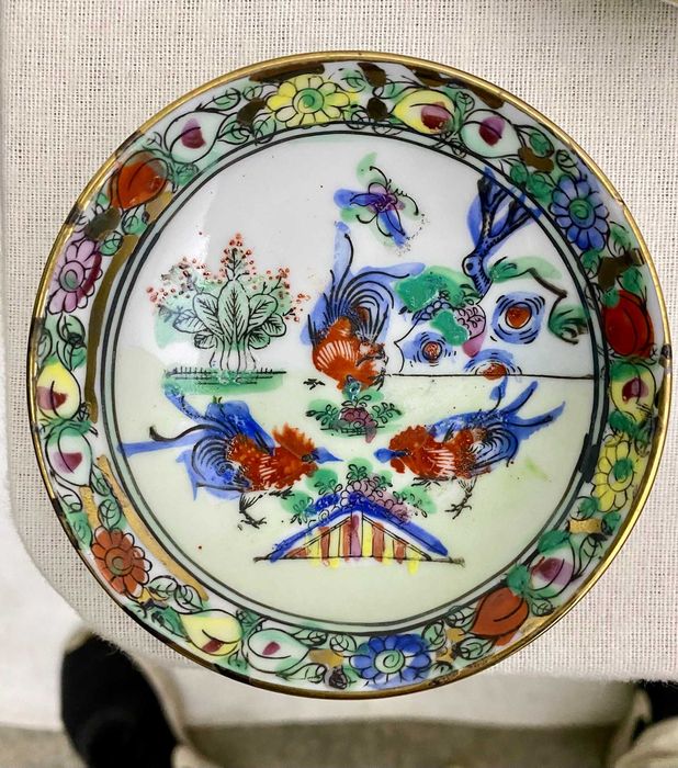 Lote Luxo Porcelana de Macau - Selo Qianlong - Pintado à Mão