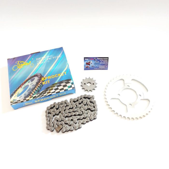 Зірки та цепи на мопед мотоцикл Delta BAJAJ Mustang Lifan Viper Geon