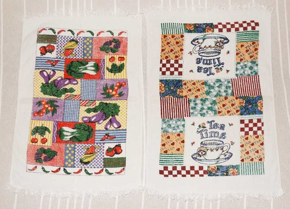 Dwa ozdobne ręczniki kuchenne frotte 56 x 39 cm; 58 x 38 cm bawełna