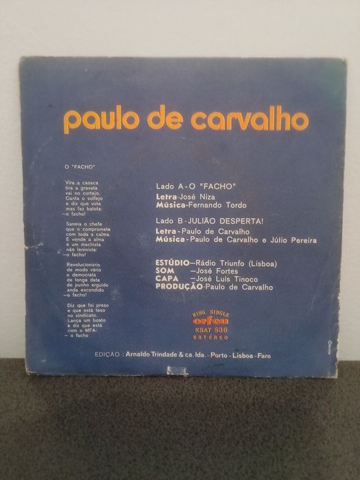 Vinil single Paulo de Carvalho, O Facho