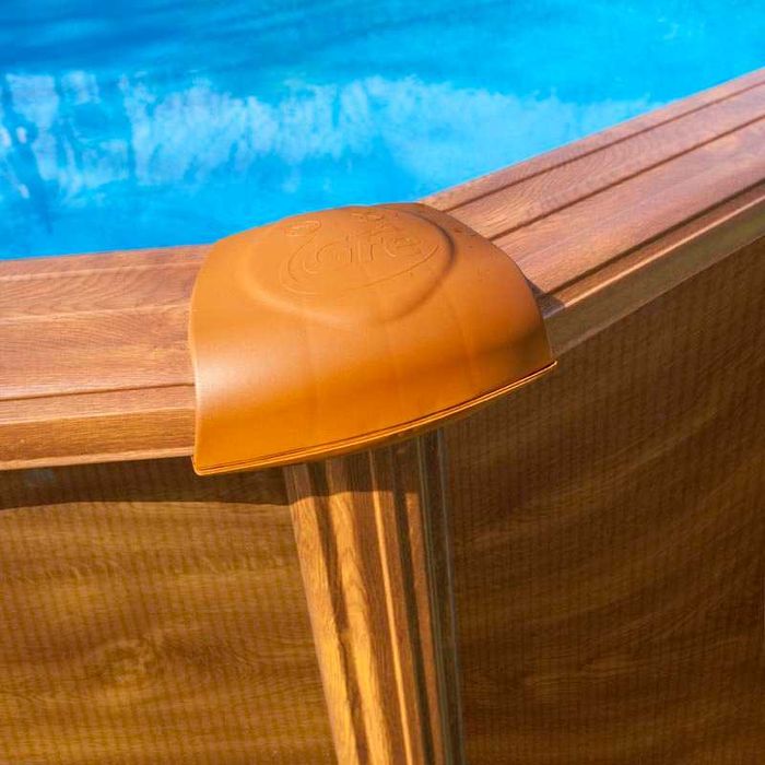 Piscina Gre (Ref: KITPROV618WO) de superficie (610x375x132 cm), parede de aço imitação madeira, NOVA