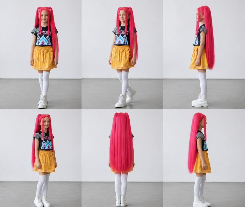Костюм Міри Huntrix 3в1: перука 85 см, футболка, спідниця.  Яскравий k-pop/cosplay зображення.