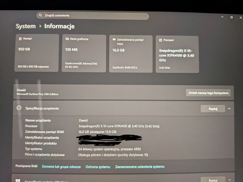 Surface Pro 11 Snapdragon X Plus 1tB laptop tablet