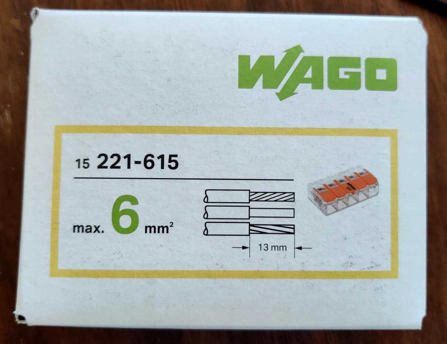 szybkozłączka zacisk wago 5x 6mm2 15szt 1,5mm 2,5mm przewód linka drut