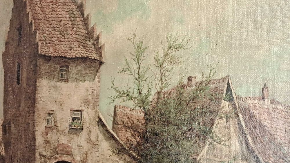 Stary obraz malowany na płótnie Karl Luckhardt 1886