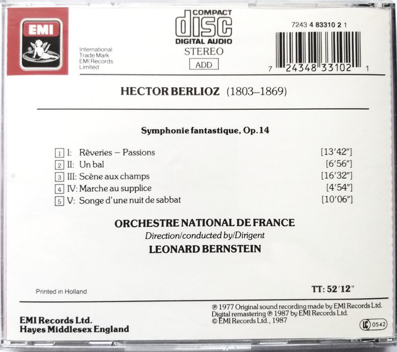Leonard Bernstein Berlioz Symphonie Fantastique 1987r