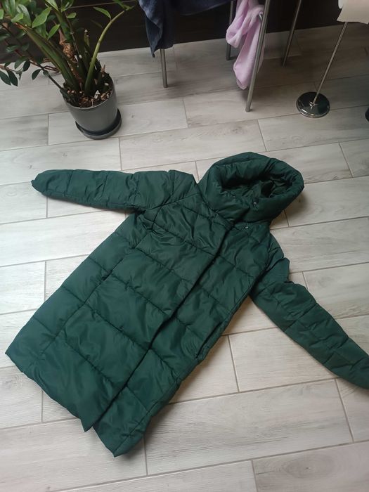 Kurtka zimowa płaszcz Reserved M/L butelkowa zieleń oversize