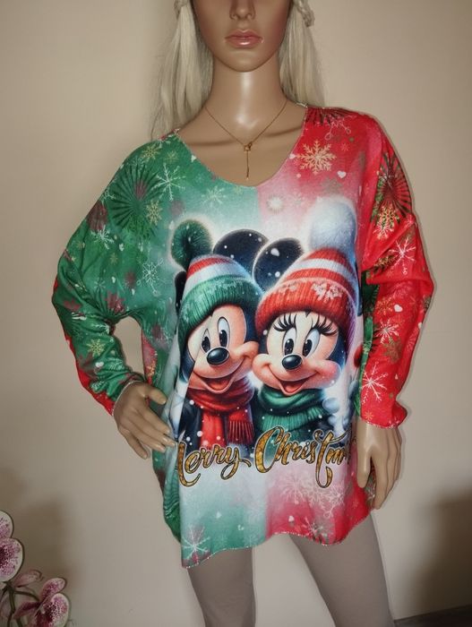 Sweter sweterek myszka Minnie Disney świąteczny z długim rękawem