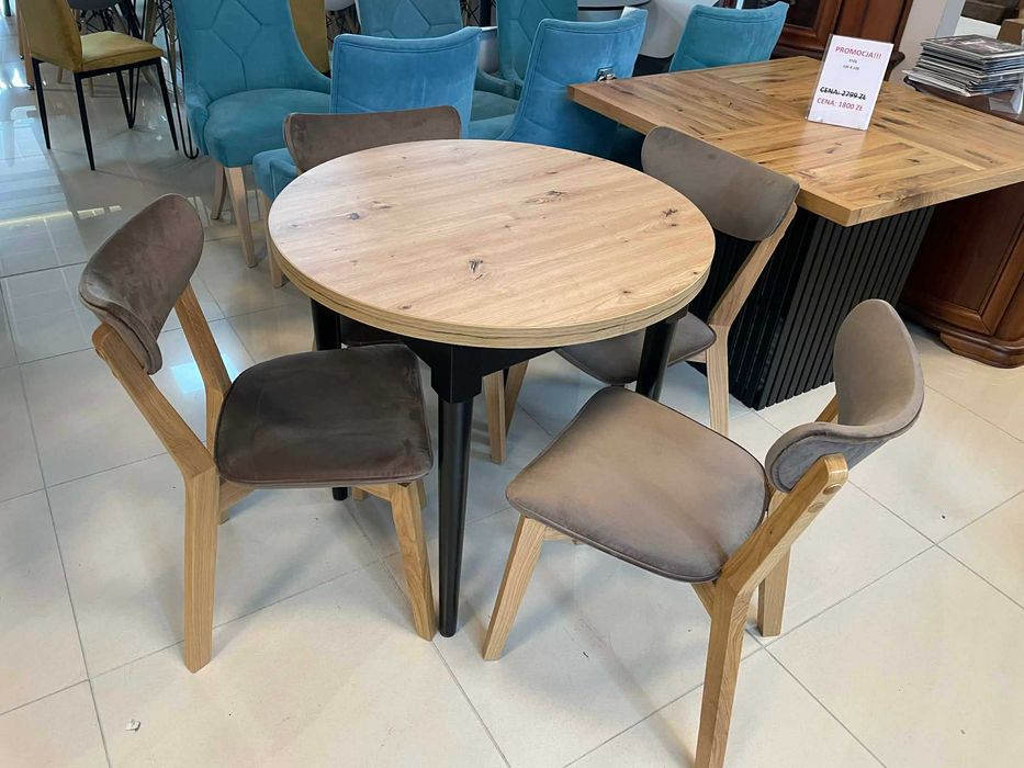 (267WN) Stół okrągły 80 cm + 4 krzesła, wyprzedaż 999 zł