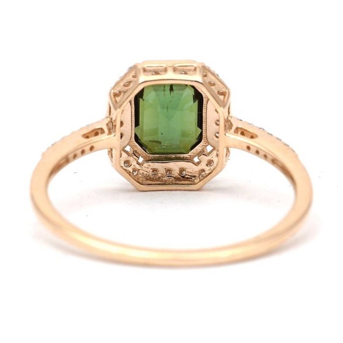 Anel - 14 K Ouro amarelo - 1.19ct. tw. Turmalina - Diamante