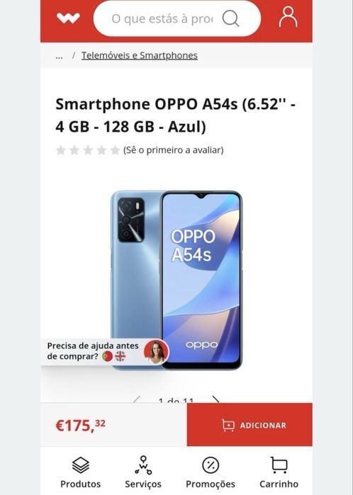 Oppo A54S, 128Gb, 4Gb de RAM