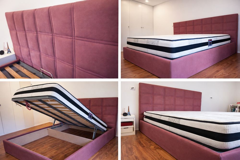 Cama Estofada 1,40 x 1,90 com Estrado Elevatório