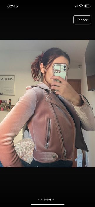 Casaco rosa pele pessego