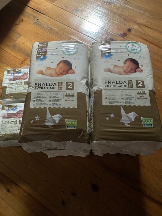 Fraldas pingo doce extra care & dry T1 e T2