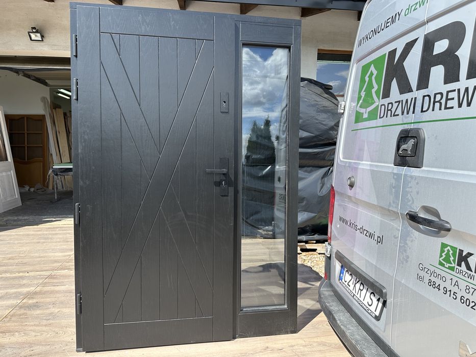 Drzwi zewnętrze drewniane z doświetlam czyste powietrze CAŁA POLSKA