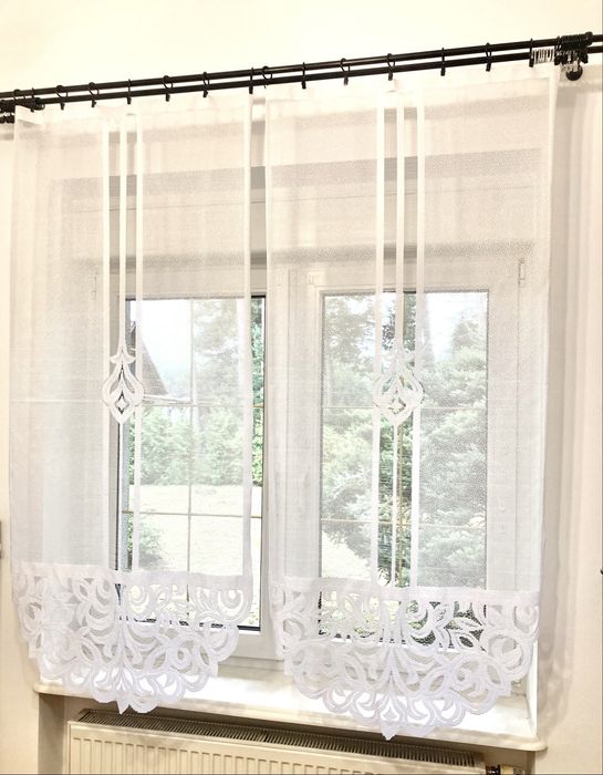 Eleganckie białe firanki 2 panele firanka komplet 2x75x160