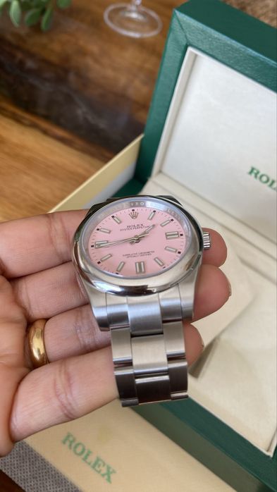 Relogio Oyster Perpetual Rosa – Novo | Aço Inoxidável | Completo