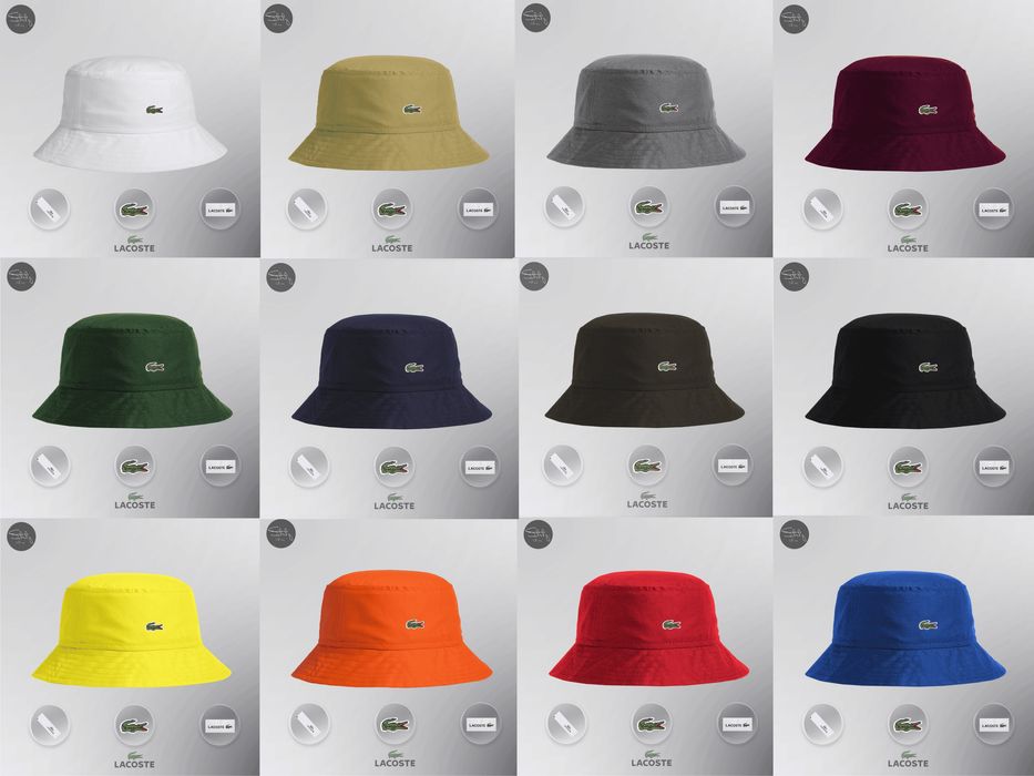 Панамки котонові Lacoste Bucket Hat, різні моделі. Панами, кепки.