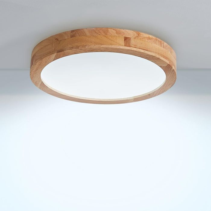 Baerolc Drewniana lampa sufitowa LED 20W 30 cm, biała