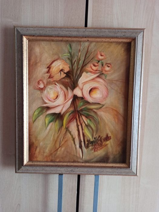 Two antique hand-painted frames64585235252867120