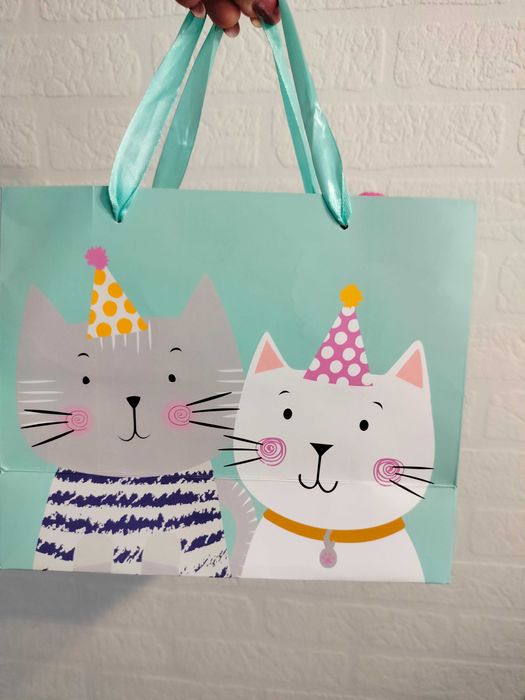 Torebka prezentowa dla dziecka kotki ozdobna 23x19x10cm