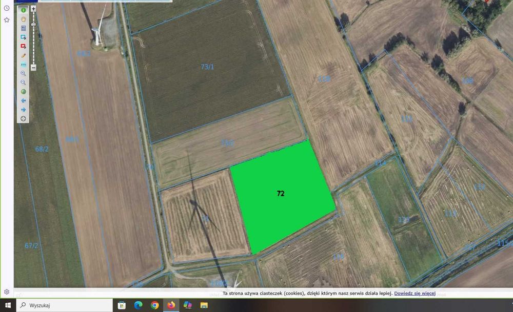 Działka rolna - orna 1,81 ha w Mirowie, Gmina Nowy Staw.