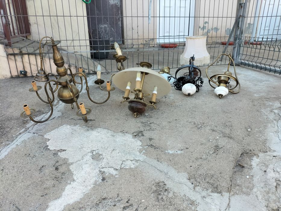 Conjunto de 7 candeeiros em cobre