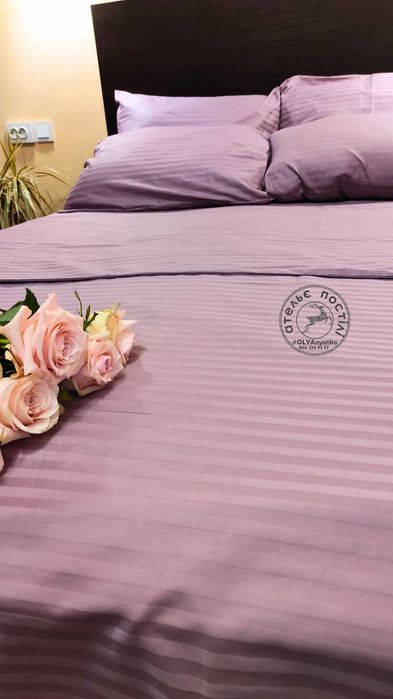 Постіль страйп сатин сірий, білий, рожевий, беж. Пошив на замовлення