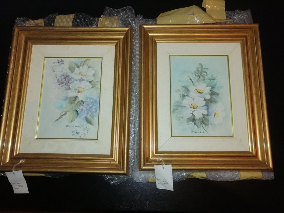 2 Pinturas a óleo (Flores) de Virginia Santos