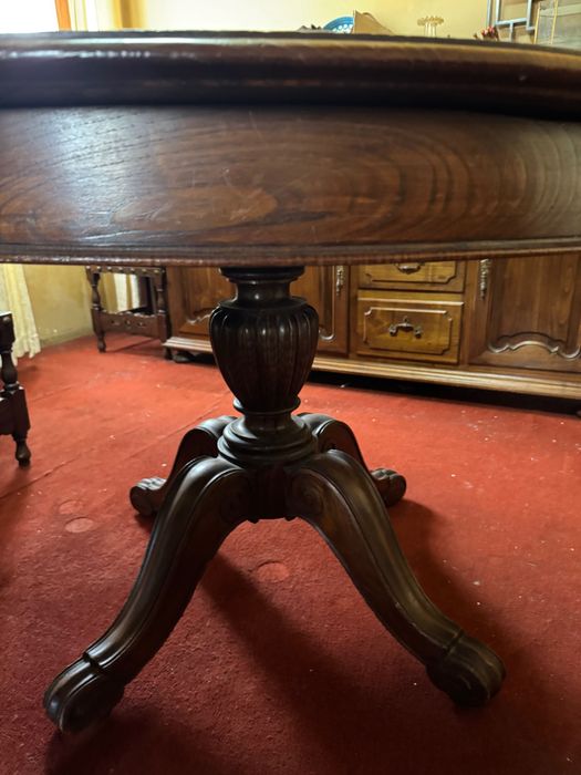 Mesa de Jantar Redonda Extensível em Madeira Ø125 cm Vintage
