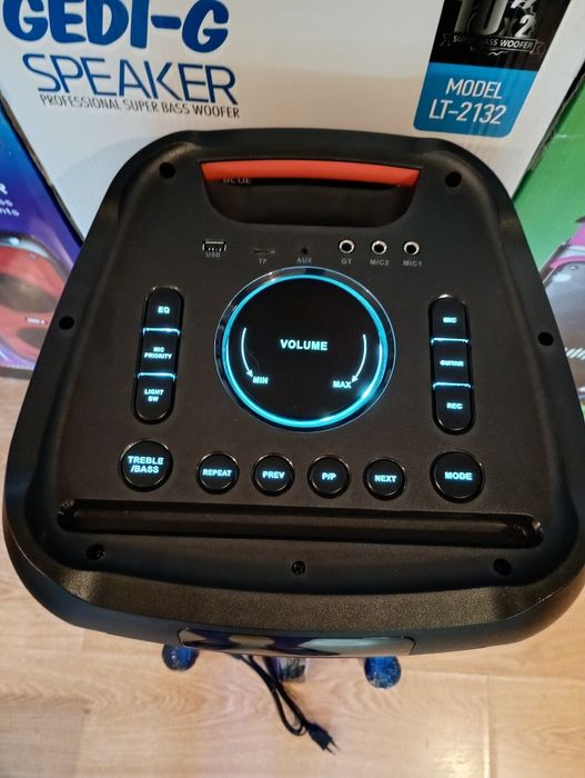 Блютуз караоке акустика Temeisheng-08А(SD,USB,FM) пультДУ, 2микрофона
