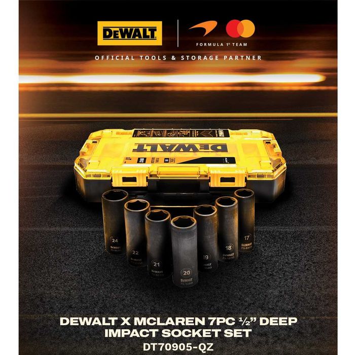 DeWALT DT70905 Набір довгих  ударних торцевих головок 1/2 дюйма 7 шт у кейсі