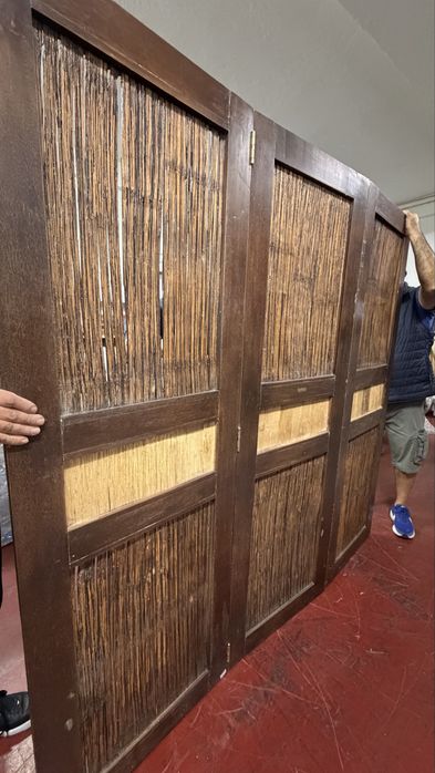 Biombo  marca Intad em Madeira e Bambu – 3 Painéis