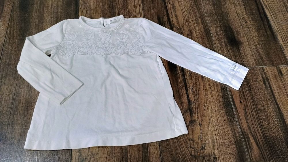 Koszulka bluzka Newbie 98 śmietankowa koronka ecru śliczna