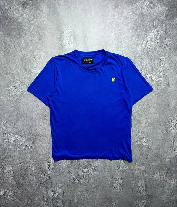 Вінтажна Футболка Lyle Scott Лайл Скотт Великий Логотип Колір Синій Розмір ХЛ