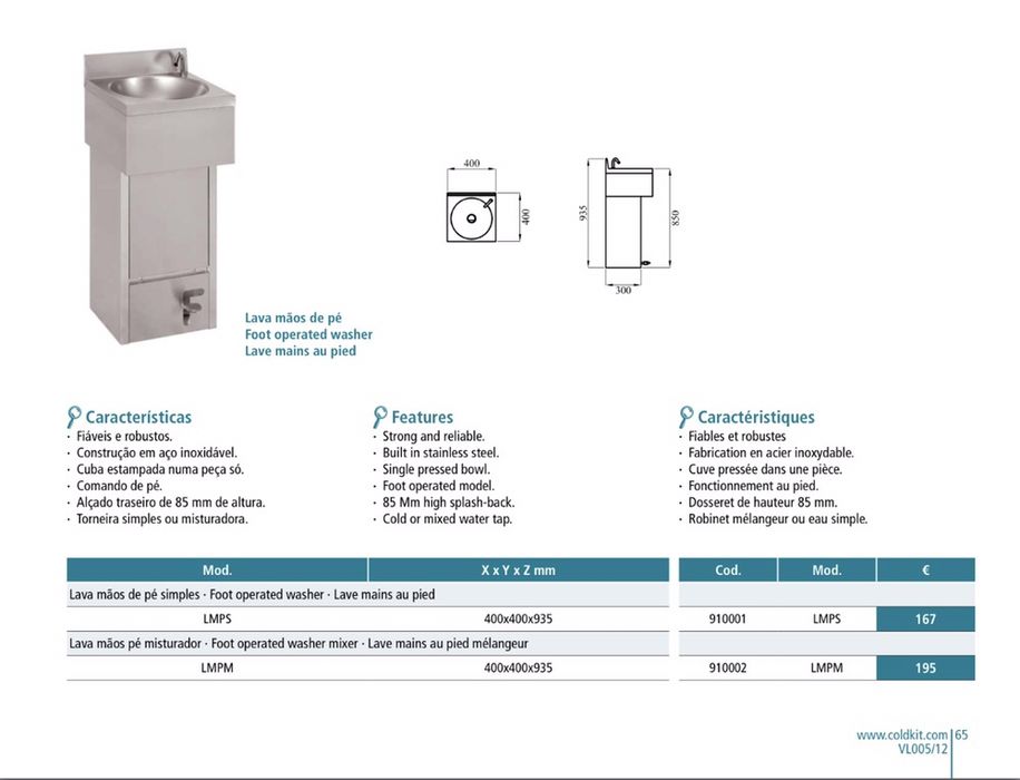 Lava mãos com pedal
