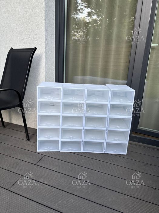 Zestaw 10 Pudełek Organizerów na Buty z Klapką Szare