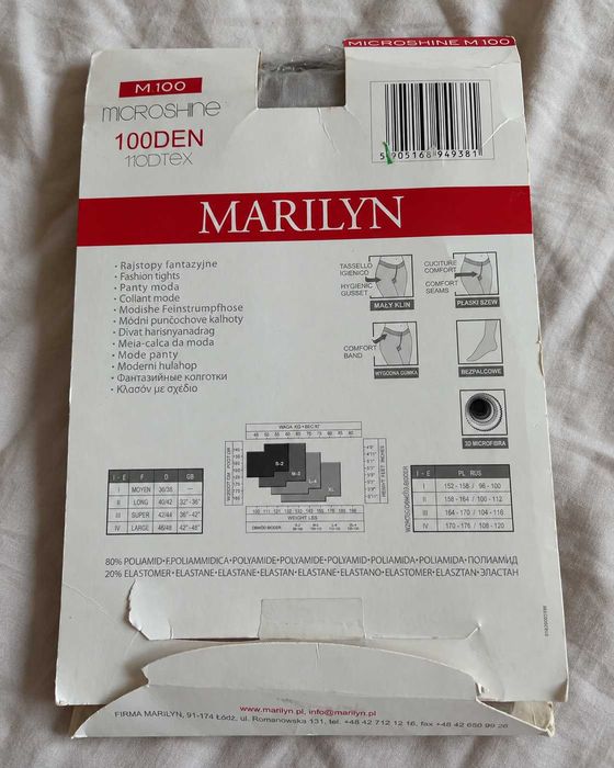 Marilyn Microshine M100 100 DEN Silver 3/4 – błyszczące rajstopy z mikrofibry