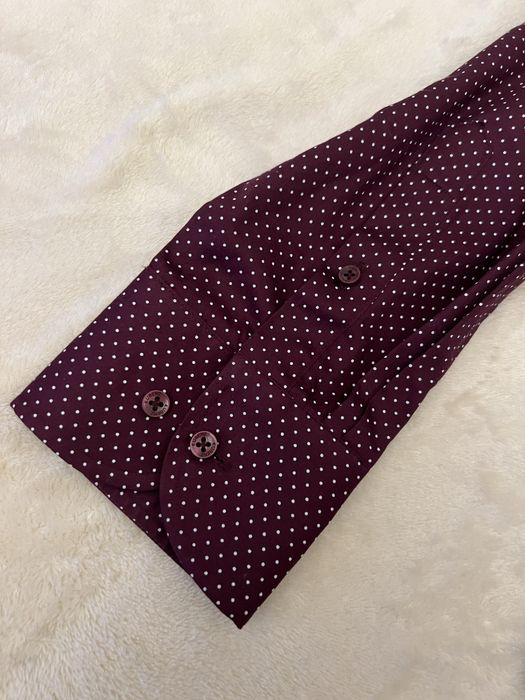Męska bordowa koszula w kropki | Kubenz | Slim Fit | 164/170 (39/40)