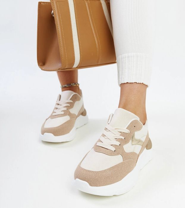 Brązowe sneakersy na platformie Nereida