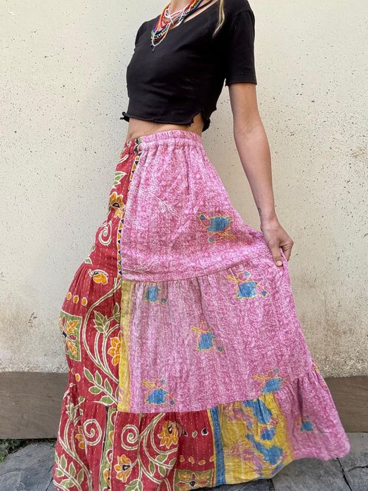 Spódnica bawełniana długa maxi India vintage kantha