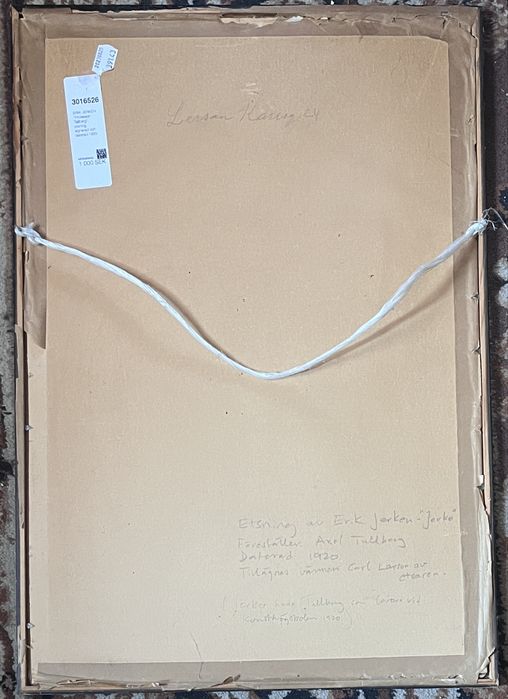 Akwaforta Erik Jerken wg Carla Larsona 1920r - prof. A. Tallberg