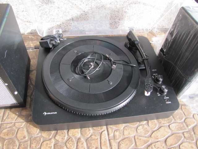 Gramofon retro Auna TT-Play SE czarny dwa głośniki Bluetooth osłona