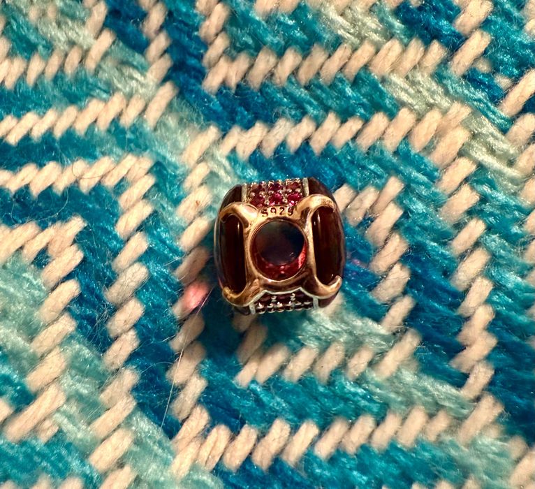 charms srebro 925 kryształ koło szkło różowy czerwony love murano