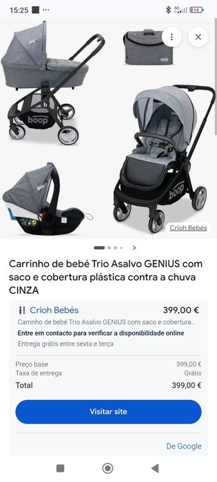 Carrinho bebé trio Asalvo Genius