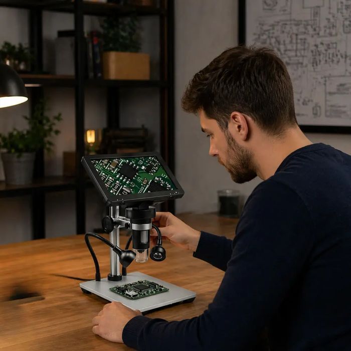 Mikroskop Edukacyjny Cyfrowy Pilot Przewodowy 1200X Lcd 7 Cali Hd Kamera. Nowy Produkt