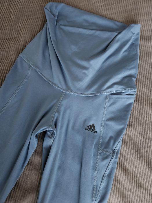 Legginsy ciążowe krótkie Adidas Performance, rozmiar S, niebieskie