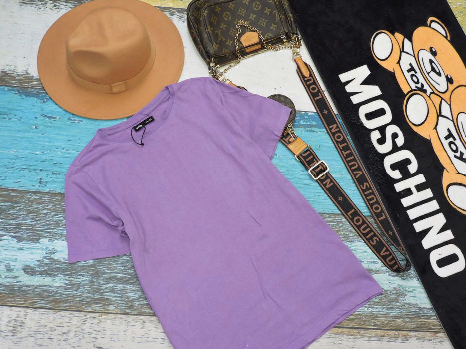 Sinsay męski t shirt basic fiolet bawełna XS